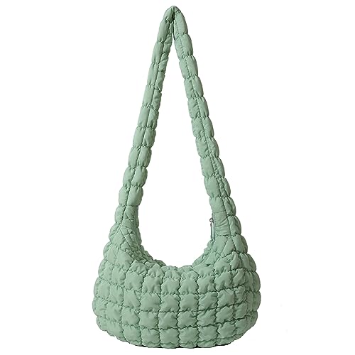 Damen-Clutch Hobo-Tasche mit großem Fassungsvermögen, bauschigem Nylon, leicht, gesteppt, gepolstert, weichem Reißverschluss, solide für Reisen, Dates, Ausgehen, Messenger-Tasche von Generic