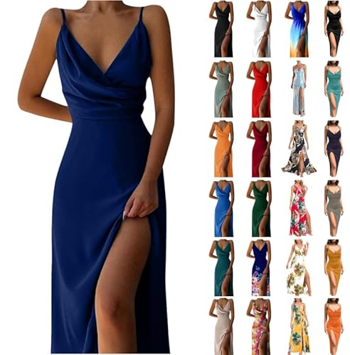 Damen Cocktailkleid Partykleid Wickelkleid Sommerkleid Midikleid Festliche Elegant Bodycon Hochzeit Ärmellos Spaghettiträger Abendkleider Sale Angebote von Generic