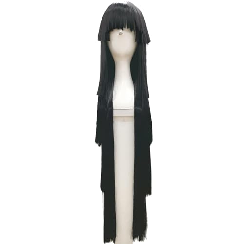 Damen Cosplay Perücke Für Alluka Zoldyck Lange Gerade Flache Bang Synthetische Perücke Anime Schwarzes Haar Halloween Party Rollenspiel + Perückenkappe von Generic