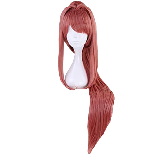 Damen Cosplay Perücke Für Doki Doki Literature Club Monika Langes Gerades Synthetisches Haar Kralle Clip Pferde******* Spiel Kostüm Party von Generic