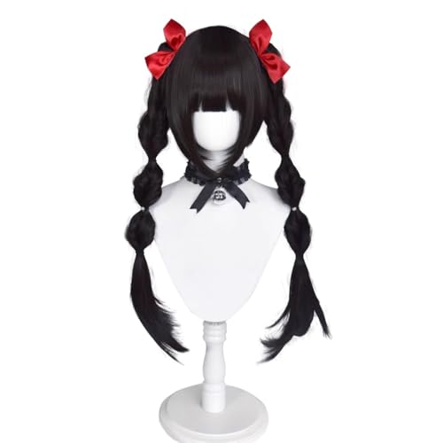 Damen Cosplay Perücken Abnehmbarer Mit Haarspange Kurze Bob Perücke + Lange Gerade Halloween Anime Lolita Perücke (Black) von Generic