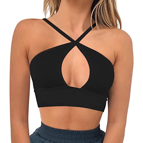 Damen Crop Tank Top Tiefer Cropped Tanktop Ärmellos Sommer Oberteil Bauchfrei Oberteil Cropped Tanktops von Generic