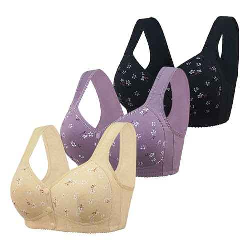 Damen Daisy BH mit Vorderverschluss aus Baumwolle, Soft BH mit Druckknopf Vorne ohne Bügel Gepolstert Daisy Bras für Older Women,Senioren Komfortabler Nahtloser Bequemer BH Comfy Bra von Generic