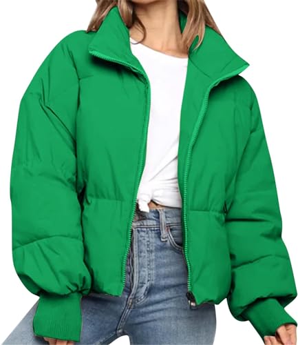 Damen Daunenjacke, Winter warme Baumwolljacke, Winterjacke, Damen helle Daunenjacke, Outdoor langärmelige Baumwolljacke, Damen Jacke (DE/NL/SE/PL, Alphanumerisch, L, Regular, Regular, Grün) von Géneric