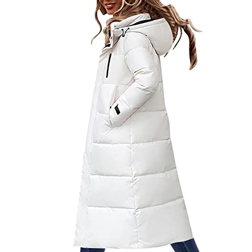 Damen Daunenjacke Lang Mantel Daunenmantel Steppmantel Wintermantel Mit Kapuze Winter Warm P-a-r-k-a Winddicht Jacke Steppjacke Steppmantel (White, XL) von Generic