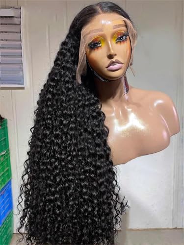 Damen Deep Wave Lace Front Perücke HD Transparent 13X6 13X4 Lockige Echthaarperücke 5X5 Verschluss Partyperücken von Generic