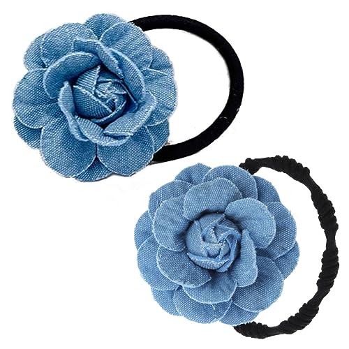 Damen Denim-Haarnadel Blume Mädchen Blau Jeans Haarspange Dame Haarspange Mode Haarnadel Dünnes Haar Zubehör Mädchen Teen Dekor von Generic