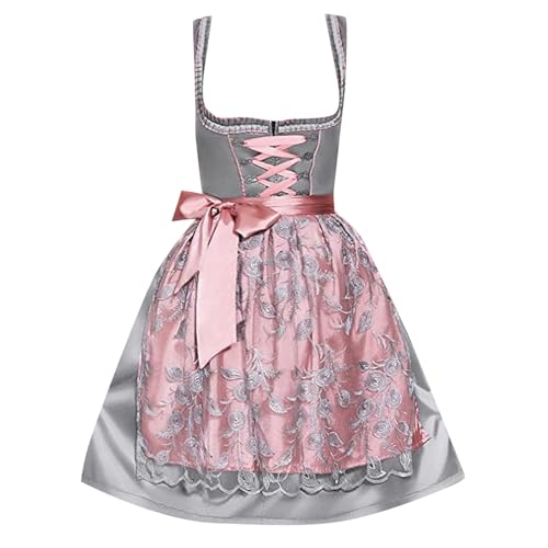 Damen Dirndl I Größe 34-54 I Trachtenkleid mit liebevollen Details & Dirndlschürze I Baumwolle I Bequem & pflegeleicht I Perfekt für Trachten & Festlichkeiten von Generic