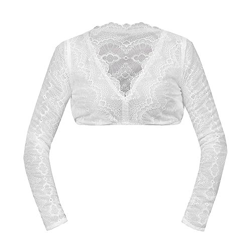 Damen Dirndlbluse Elegante Dirndl Blusen Damen V Ausschnitt Damen Dirndlbluse Spitze Trachtenbluse Sexy Dirndlbluse für Damen Transparent Elegante Langarm Bluse Bavarian Oktoberfest von Generic