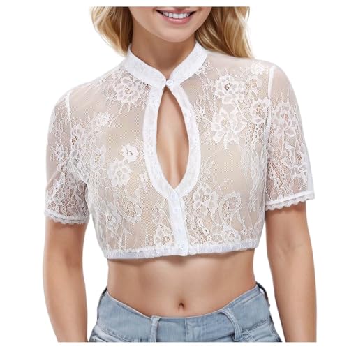 Damen Dirndlbluse Spitze Dirndl Bluse Trachtenbluse Weiß Hochgeschlossen Kurzarm Spitze Tracht Bluse Schwarz Elegante Halbarm Dirndlblusen Spitzenbluse Damen Elegant Oktoberfest Kostüm Damen Dirndlbluse Spitze Dirndl Bluse Trachtenbluse Weiß Hochgeschlossen Kurzarm Spitze Tracht Bluse Schwarz Elegante Halbarm Dirndlblusen Spitzenbluse Damen Elegant Oktoberfest Kostüm von Generic