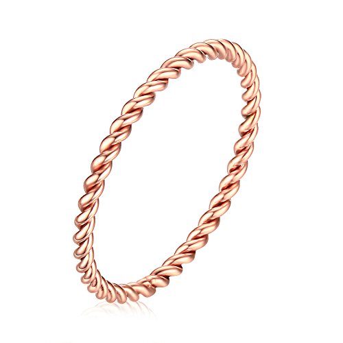 Damen Edelstahl 1,5MM Dünnes Seil Ehering Roségold Silber von Generic