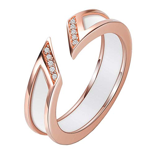 Damen-Ehering mit 2 Reihen, klarem Kristall und Keramik von Generic