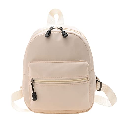 Damen Einfarbiger Rucksack Preppy Style School Nylon Mini Rucksack (Beige) von Generic