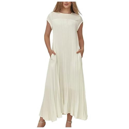 Damen Elegant Ärmellos Rundhals Plisseekleid Festlich Hochzeit Lang Abendkleid A-Linie Freizeitkleid Maxi Kleid Autumn Winter Kleid mit Taschen Damen-Maxikleid plissiert lockere Passform Kleid Lose Damen Elegant Ärmellos Rundhals Plisseekleid Festlich Hochzeit Lang Abendkleid A-Linie Freizeitkleid Maxi Kleid Autumn Winter Kleid mit Taschen Damen-Maxikleid plissiert lockere Passform Kleid Lose von Generic