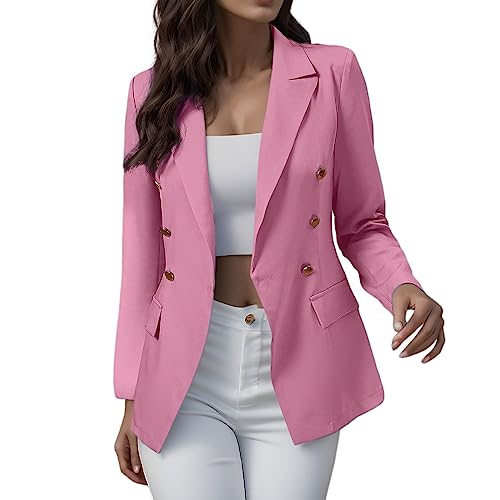 Damen Elegant Blazer Geschäft Jacke Trenchcoat,Kurzblazer Pink,Taillierte Blazer,Kurzblazer Festlich,Fliederfarbener Blazer,Tweed Blazer Rosa,Bomberjacke Leder von Generic