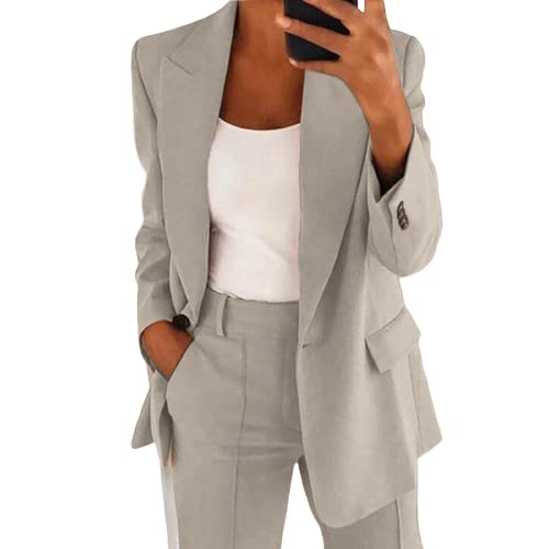 Damen Elegant Business Anzug Set Hosenanzug Damen Elegant Business Anzug Set Hosenanzug Blazer Hose 2-teilig Anzug Karo Kariert Zweiteiler Slimfit Streetwear Festlich Sportlich Hosenanzug von Generic