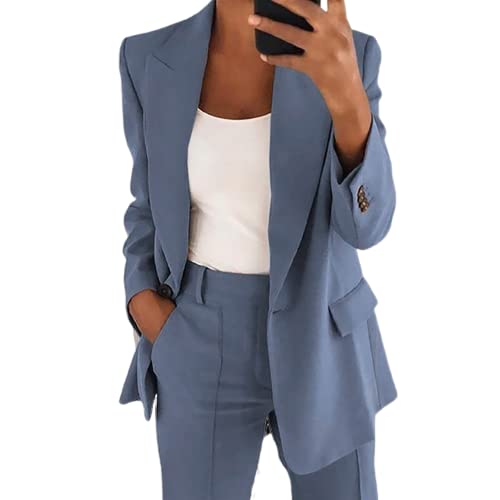 Damen Elegant Business Anzug Set Hosenanzug Damen Elegant Business Anzug Set Hosenanzug Blazer Hose 2-teilig Anzug Karo Kariert Zweiteiler Slimfit Streetwear Festlich Sportlich Hosenanzug von Generic