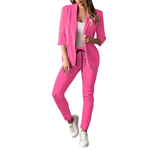 Damen Elegant Business Anzug Set Hosenanzug Damen Elegant Business Anzug Set Hosenanzug Blazer Hose 2-teilig Anzug Karo Kariert Zweiteiler Slimfit Streetwear Festlich Sportlich Hosenanzug von Generic