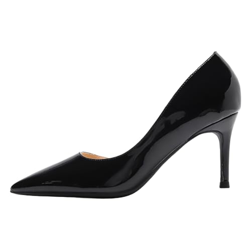 Damen Elegant Lackleder Absätze Klassisch Stiletto Pumps Spitze Zehen Hohe Absätze Für Braut Hochzeit Und Formelle Gala,Black 6cm,36 EU von Generic