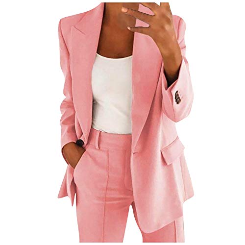 Damen Elegant Langarm Blazer Revers Knopf Einfarbig Slim Fit Geschäft Büro Jacke Mantel Casual Anzüge Blazerjacke mit Knöpfe von Generic