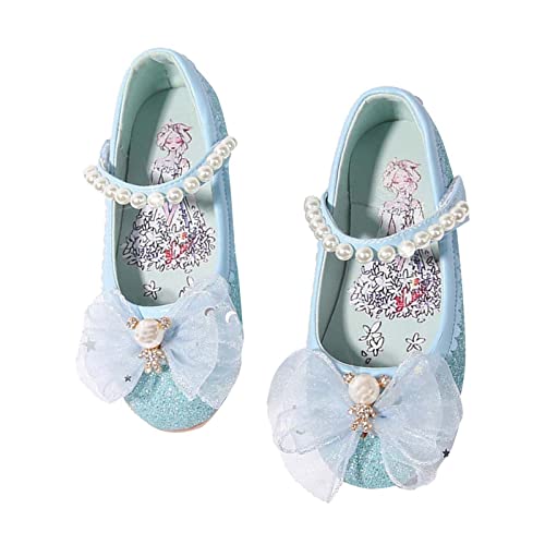 Damen Elegant Schuhe Frühjahr und Prinzessin Schuhe Glitzer Rosa Blau Flache Einzelschuhe Halbschuhe Mädchen 31 (Sky Blue, 29.5 Little Child) von Generic