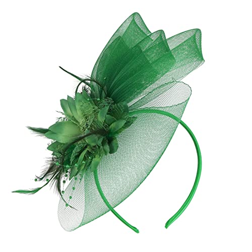 Damen Eleganter Hutgurt Blume Mesh Party Hut Haarclip Stirnband Accessoire 90er Jahre Männliches Stirnband (D-Grün, Einheitsgröße) von Generic