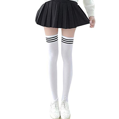 Damen Extra Lange Socken Überknie Kniestrümpfe Overknee Strümpfe Lange Gestreifte Socken Lässige Hoch Booten Strümpfe Strumpfhose, Weiß, Einheitsgröße Damen Extra Lange Socken Überknie Kniestrümpfe Overknee Strümpfe Lange Gestreifte Socken Lässige Hoch Booten Strümpfe Strumpfhose, Weiß, Einheitsgröße von Generic