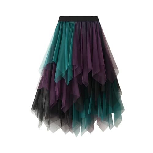 Damen Faltenrock Tüllrock Lang Damen Plisseerock Tüllrock Asymmetrisch Röcke Kurzer Skater Röcke Midirock Sommerrock Petticoat A-Linie Midi RöCke TüLlrock Schwarz Lang TüLl Rock (Purple #3, One Size) von Generic