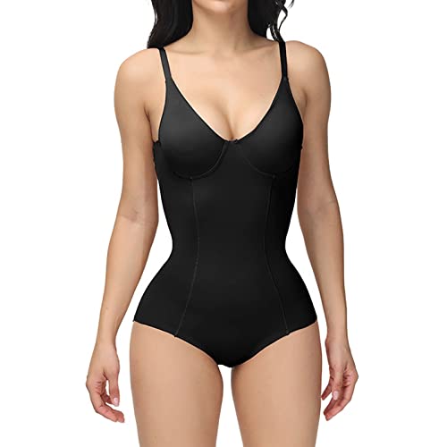 Damen Figurenformend Miederpants Miederhose Solider -Bodysuit für Frauen, der Knopf-Bruststütze im Schritt formt Body Shaper Damen Bauchweg Figurformender von Generic