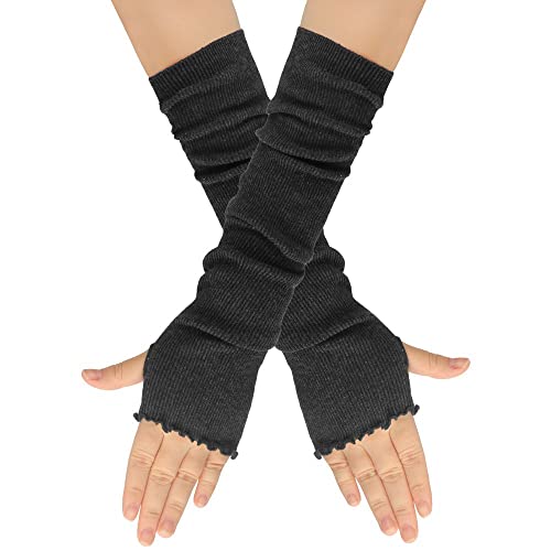 Generic Damen Fingerlose Handschuhe Dehnbar Arm Handwärmer Lange Fäustlinge Arm Handschuhe Winter Warm Lange Ärmel Warm Strick Handschuhe Pluswärmer Handstulpen Armwärmer Stulpen 1 Paar von Generic