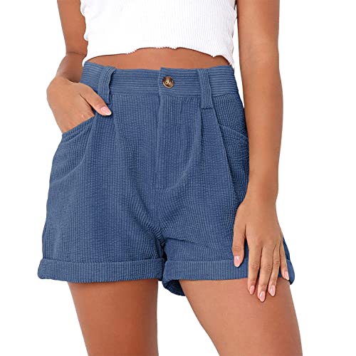 Damen Fitness Betrieb Retro Shorts Gym Bodybuilding Leicht Athletik Kurze Hose,Casual Outfits Lange Hosen Streetwear Jeans Hosen Teenager Mädchen Dicke Blickdichte Leggins Mode (S,Blau) von Generic