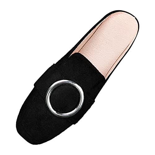 Damen Flache Freizeitschuhe Leichte Bequeme Halbe Hausschuhe Einfarbig Sommerschuhe für Frühjahr Weiche Sohle Slip on (Black, 39) von Generic