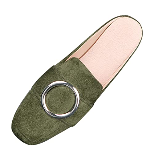 Damen Flache Freizeitschuhe Leichte Bequeme Halbe Hausschuhe Einfarbig Sommerschuhe für Frühjahr Weiche Sohle Slip on (Green, 42) von Generic