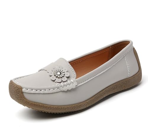 Damen Flache Loafer Schuhe Slip On Casual Rundkopf Mokassins Bürodame Komfort Walking Party Schuhe,Grau,43 EU Damen Flache Loafer Schuhe Slip On Casual Rundkopf Mokassins Bürodame Komfort Walking Party Schuhe,Grau,43 EU von Generic