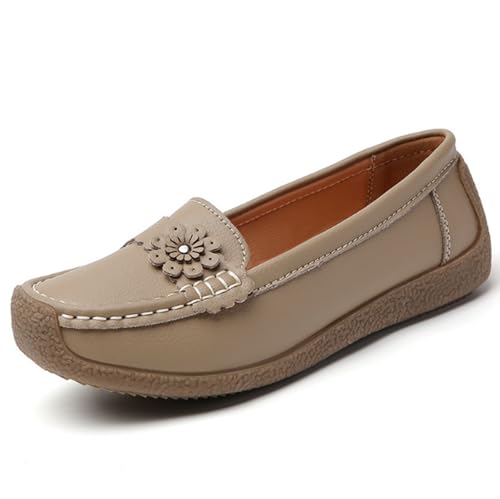 Damen Flache Loafer Schuhe Slip On Casual Rundkopf Mokassins Bürodame Komfort Walking Party Schuhe,Khaki,44 EU Damen Flache Loafer Schuhe Slip On Casual Rundkopf Mokassins Bürodame Komfort Walking Party Schuhe,Khaki,44 EU von Generic