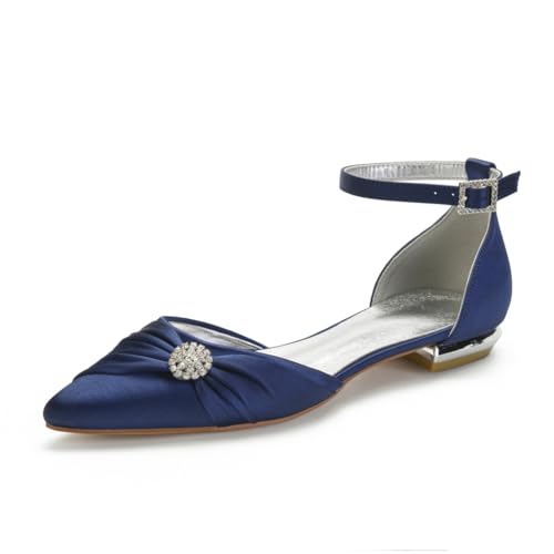 Damen Flats Spitzer Zehenpartie Bridal Partei Abendschuhe Sommer Flach Brautschuhe Flach Kleid Schuhe 1.5Cm,Dark Blue,39 EU Damen Flats Spitzer Zehenpartie Bridal Partei Abendschuhe Sommer Flach Brautschuhe Flach Kleid Schuhe 1.5Cm,Dark Blue,39 EU von Generic