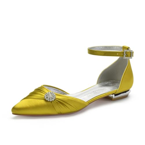 Damen Flats Spitzer Zehenpartie Bridal Partei Abendschuhe Sommer Flach Brautschuhe Flach Kleid Schuhe 1.5Cm,Gelb,39 EU Damen Flats Spitzer Zehenpartie Bridal Partei Abendschuhe Sommer Flach Brautschuhe Flach Kleid Schuhe 1.5Cm,Gelb,39 EU von Generic