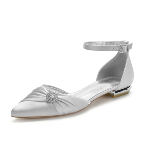 Damen Flats Spitzer Zehenpartie Bridal Partei Abendschuhe Sommer Flach Brautschuhe Flach Kleid Schuhe 1.5Cm,Silber,38 EU Damen Flats Spitzer Zehenpartie Bridal Partei Abendschuhe Sommer Flach Brautschuhe Flach Kleid Schuhe 1.5Cm,Silber,38 EU von Generic