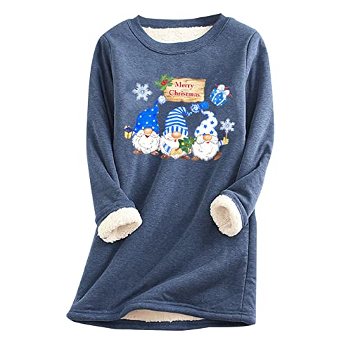 Damen Fleece Pullover Winter Warme Langarmshirt Rundhals Sweatshirt Unterhemd Bequem Weich Gefüttert Pullover Dicker Plüsch Langarm Shirts Damen Fleece Pullover Winter Warme Langarmshirt Rundhals Sweatshirt Unterhemd Bequem Weich Gefüttert Pullover Dicker Plüsch Langarm Shirts von Generic