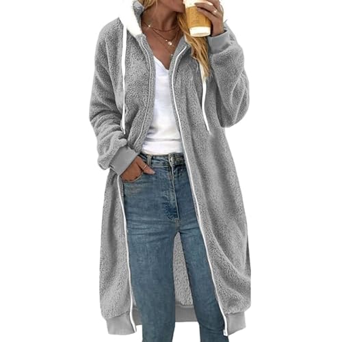 Damen Fleecejacke Hoodie Kapuzenpullover Teddyjacke PlüSchjacke Kuscheliger Langarm Fleecemantel Mit Taschen Kapuzenjacke Langarm Teddy Mantel Winter Coat Cardigans Warm Outwear von Generic