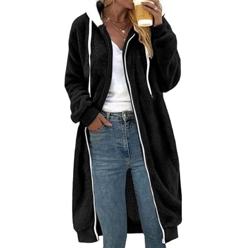 Damen Fleecejacke Hoodie Kapuzenpullover Teddyjacke PlüSchjacke Kuscheliger Langarm Fleecemantel Mit Taschen Kapuzenjacke Langarm Teddy Mantel Winter Coat Cardigans Warm Outwear von Generic