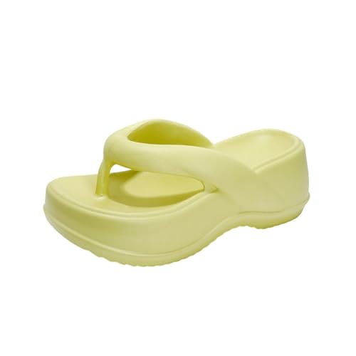 Damen Flip Flops Sommer Stylisch Chunky Outdoor Strand Schwimmbäder Slip-on Pantoffeln 39-40 EU,Grün von Generic