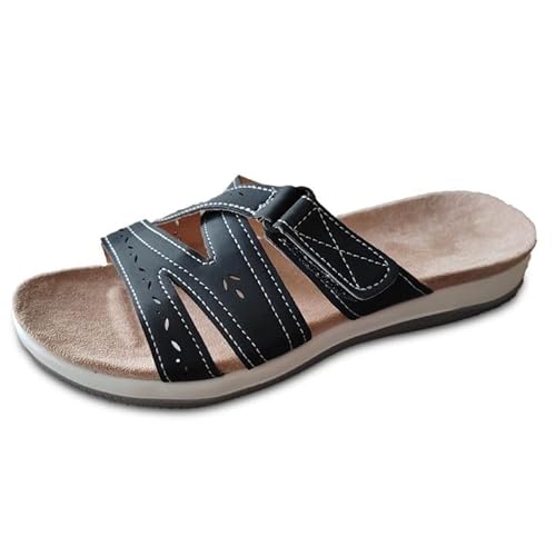 Damen Flip Flops Sommermode Outdoor Strandschuhe Bequeme Hausschuhe Offene Zehen Freizeit Sandalen Leicht Fersengurt Trend Schuhe (Black, 40) von Generic
