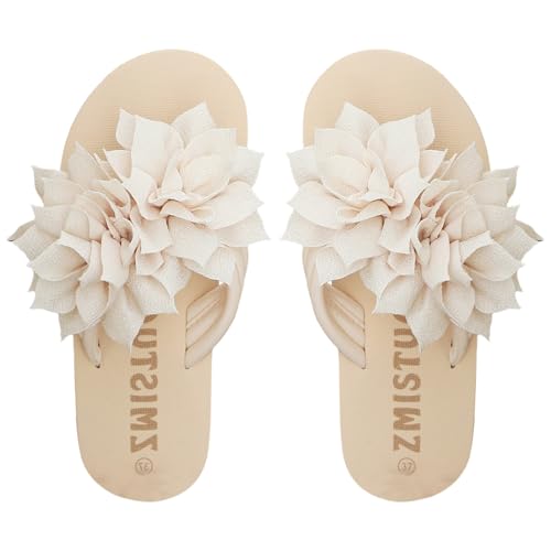 Damen Flip Flops Strand Schuhe Elegant Blumen Zehentrenner Leicht Sandalen Bequeme Sommer Strandschuhe Weiche Fussbett Sommerschuhe Freizeit Schlappen Indoor/Outdoor Pantoletten Badeschuhe von Generic