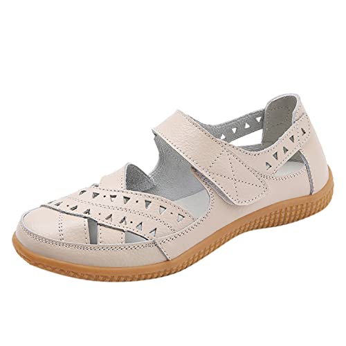 Damen Freizeitschuhe Atmungsaktiv Leicht Bequem Sportlich Unisex Sneaker Flach Mesh Schnürer Outdoor Walking Schuhe (Beige, 39) von Generic