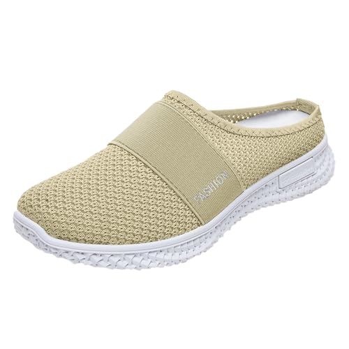 Damen Freizeitschuhe Atmungsaktive Sneaker Leichte Arbeitsschuhe Sportliche Unisex Schnürschuhe Bequeme Outdoor Aktivitätsschuhe (Khaki, 39) von Generic