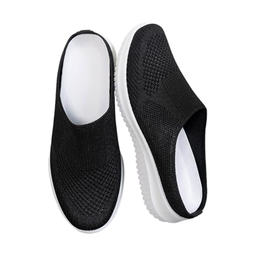 Damen Freizeitschuhe Bequeme Slide Sandalen Weiche Sohle Offener Zehenbereich Alltagsschuhe Frühling Sommer Leichte Sommersandalen (Black, 42) von Generic