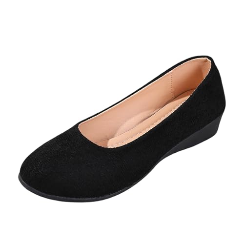 Damen Freizeitschuhe Elegante Keilabsatz Bequemschuhe Täglicher Modische Sohle Weiche Einlegesohle Atmungsaktiv Leicht Flexibel Alltagsschuhe Stadtmode (Black, 37) von Generic