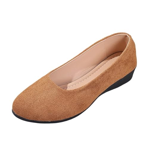 Damen Freizeitschuhe Elegante Keilabsatz Bequemschuhe Täglicher Modische Sohle Weiche Einlegesohle Atmungsaktiv Leicht Flexibel Alltagsschuhe Stadtmode (Brown, 40) von Generic