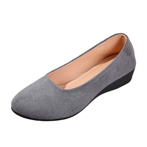 Damen Freizeitschuhe Elegante Keilabsatz Bequemschuhe Täglicher Modische Sohle Weiche Einlegesohle Atmungsaktiv Leicht Flexibel Alltagsschuhe Stadtmode (Grey, 42) von Generic